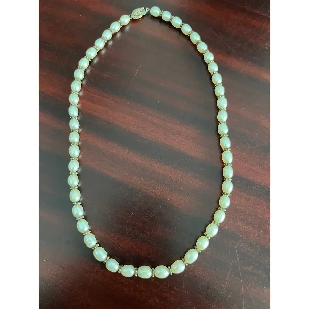 VTG Baroque Luminous Pearl Beaded Necklace Coquette Old Money